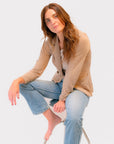 Majestic One Button Blazer in Desert Stretch Linen