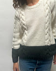 Cable Sweater in Ivory/Carbon