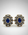 antique sapphire rose cut diamond earrings