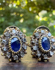 antique sapphire rose cut diamond earrings