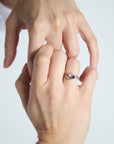 Antique French Sapphire and Diamond Moi and Toi Ring