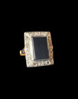 Antique Art Deco Rose Cut Diamond and Black Onyx Ring