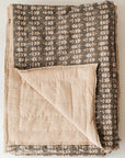 Blossom Block Print Throw in Dark Green
