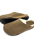 Ella Suede Clogs with Shearling in Umber