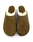 Ella Suede Clogs with Shearling in Umber