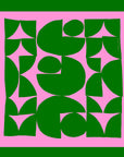 Green & Pink Geometric Silk Scarf