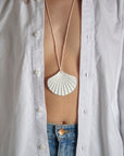 Large White Shell on Nude Silk