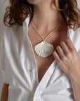 Large White Shell on Nude Silk