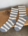 Le Bon Wide Stripe Wally Socks in Grey Stripe
