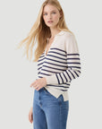 Linen Knit Polo in Blue Stripe