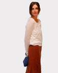 Llea Blue Kenni Bias Linen Twill Skirt in Earth