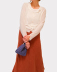 Llea Blue Kenni Bias Linen Twill Skirt in Earth