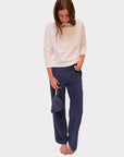 Llea Blue Raglan Sleeve Sweatshirt in White