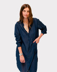 Llea Blue Rani Cotton Silk Dress in Ink
