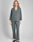 Marina Pajama Set in Charcoal Grey Flannel