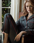 Marina Pajama Set in Charcoal Grey Flannel