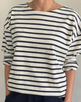Marseille Boat Neck Top in Navy Stripe