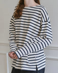 Marseille Boat Neck Top in Navy Stripe