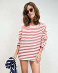 Marseille Boat Neck Top in Red Stripe