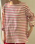 Marseille Boat Neck Top in Red Stripe