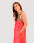 Syd Saturday Dolly Dress in Coral Honeysuckle