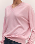 Tahra Cashmere V-Neck in Pale Pink