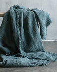 Throw in Balsam Green Waffle Linen 61" x 79"