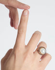 Vintage Baroque Pearl and Sapphire Halo Ring