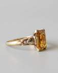 Vintage Citrine Ring with Heart Flanks