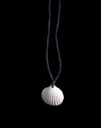 White Shell Amulet .01 on Anthracite Silk