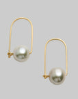 Carla Caruso Wide Arch with Grey Pearl Earrings