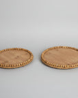 Round Beaded Wood Trays (Set Of 02)