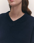 Balla Slouch V Neck Sweater in Navy