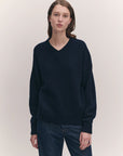 Balla Slouch V Neck Sweater in Navy