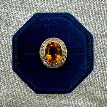 antique citrine rose cut diamond ring