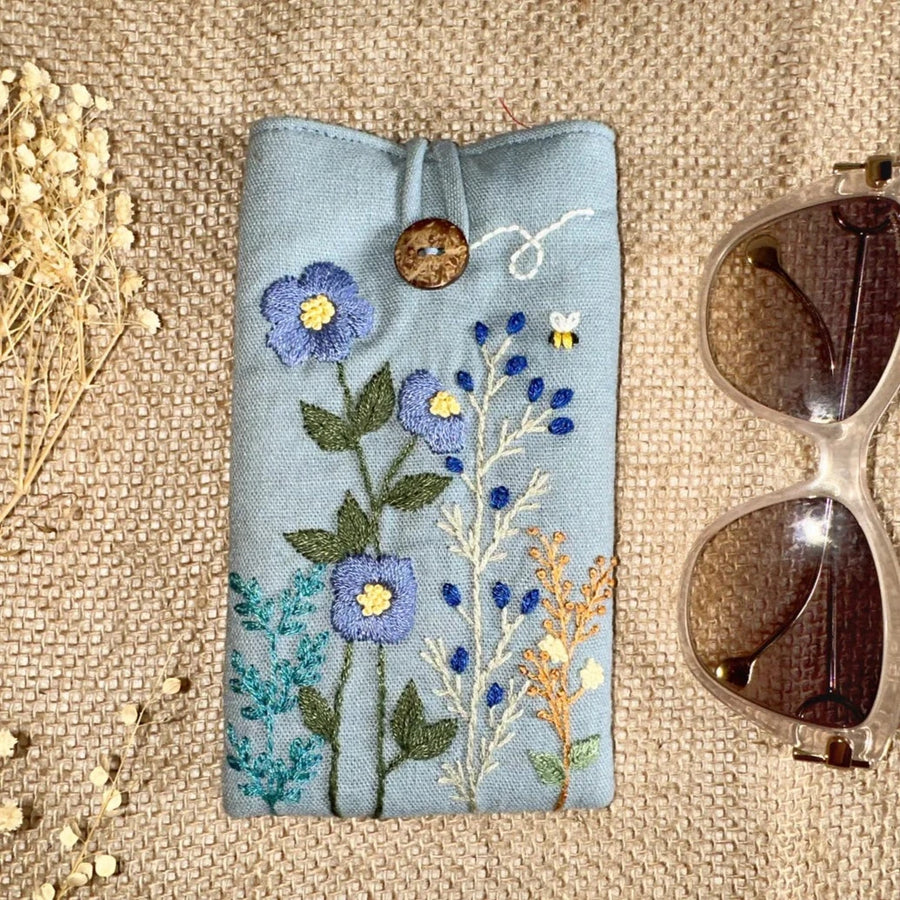 Embroidered Padded Glasses Case