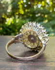 vintage baroque pearl sapphire halo ring