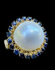 vintage baroque pearl sapphire halo ring