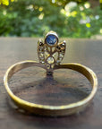 vintage italian sapphire diamond floral ring back