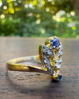 vintage italian sapphire diamond floral ring side