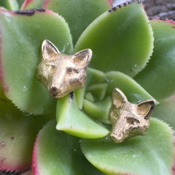 18k Gold Fox Stud Earrings