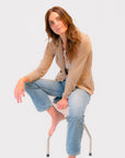 One Button Blazer in Desert Stretch Linen