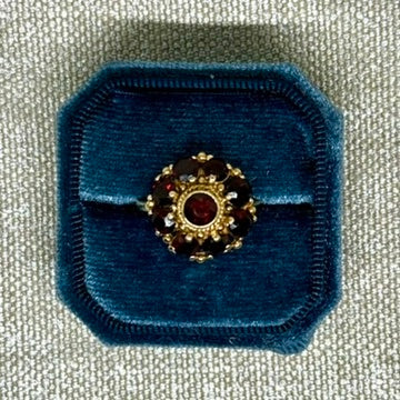 Vintage Red Garnet Flower Ring