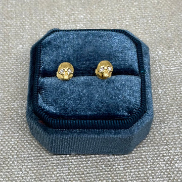 18k Gold Skull Stud Earrings