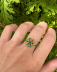 Vintage Emerald Flower Ring 