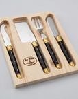 4 Piece Cheese Set in Black and Brass