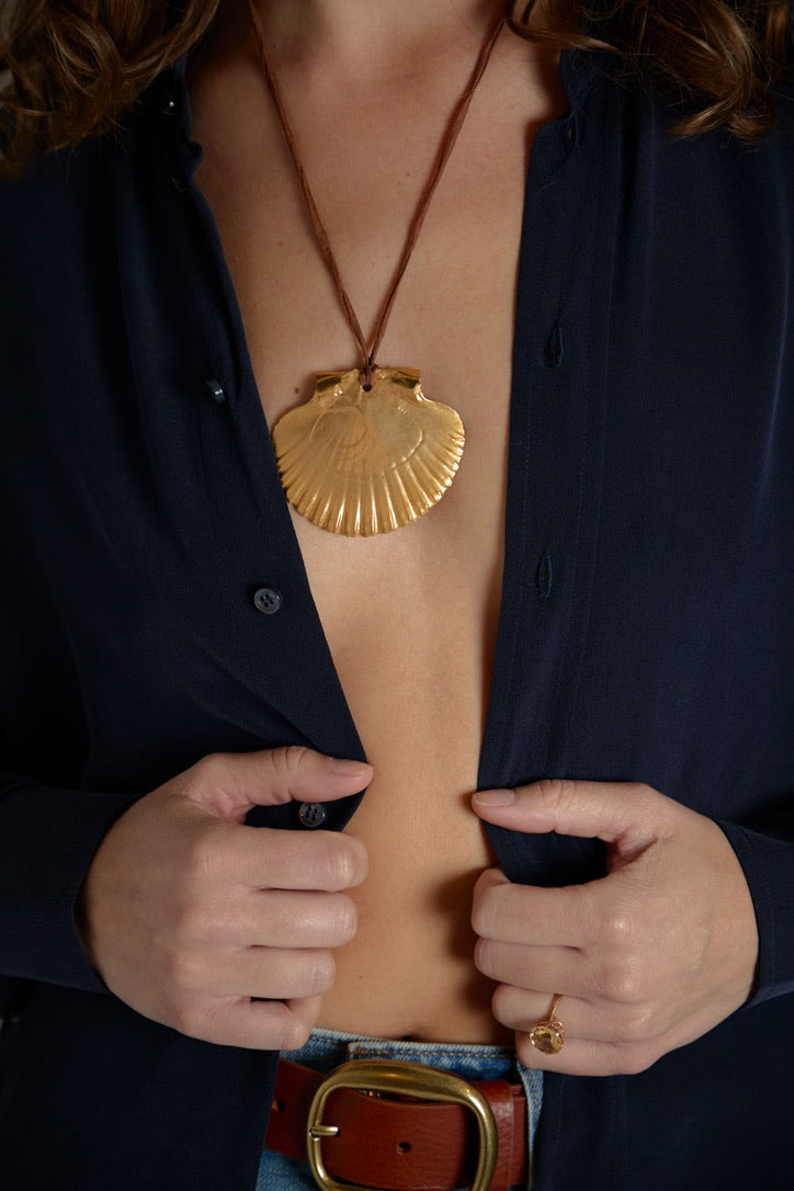 Large Gold Plated Shell Pendant