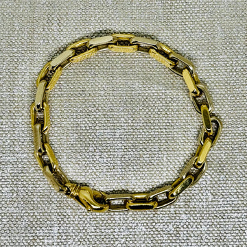Vintage 14k Yellow + White Gold Anchor Link Chain Bracelet