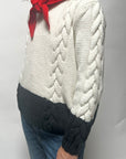 Cable Sweater in Ivory/Carbon