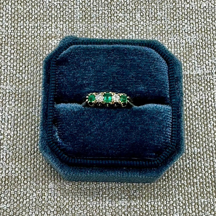 Antique Victorian Emerald + Diamond Ring